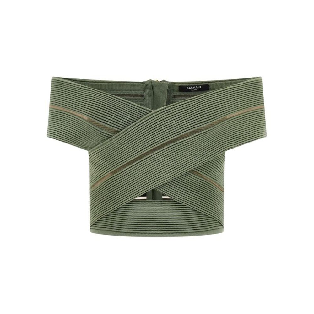 Balmain Women Off-The-Shoulder Crop Top